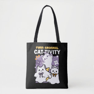 Tote Bag Purr-anormal Cat-tivity - Halloween Cat Design