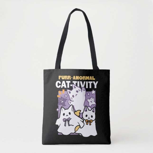 Tote Bag Purr-anormal Cat-tivity - Halloween Cat Design (Devant)