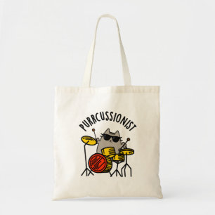 Tote Bag Purr-cussionniste Funny Drummer Cat Pun