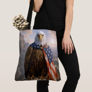 Tote Bag Pygargue à tête blanche portant une cape de drapea