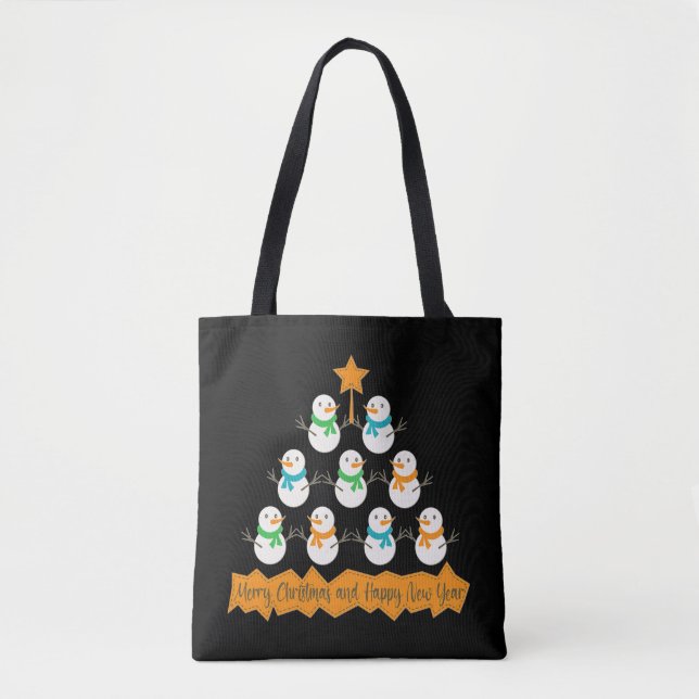 Tote Bag Pyramide des sapins de Noël faite de bonhommes de  (Devant)