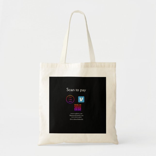 Tote Bag Q R code venmo scanner pour payer ajouter le logo  (Devant)