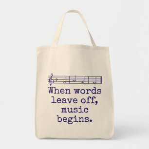 Tote Bag Quand les mots quittent - Citation de musique