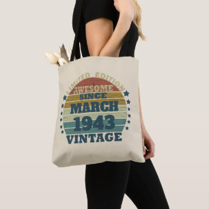 Tote Bag Quatre-vingts ans vintages personnalisés 80e anniv