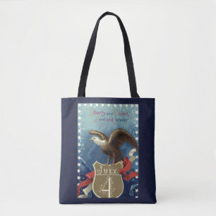 Tote Bag Quatrième juillet patriotique vintage, aigle avec 