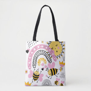 Tote Bag Queen BEES Cute BFF, Baby Girl, Girly Toxits Rose