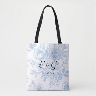 Tote Bag Quelque chose de bleu avant de faire du bleu flora