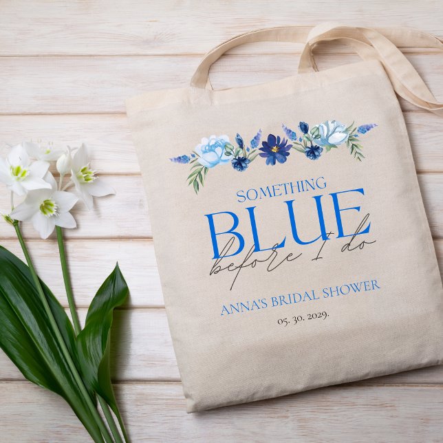 Tote Bag Quelque chose de Fête des mariées bleue Bridesmaid (Créateur téléchargé)