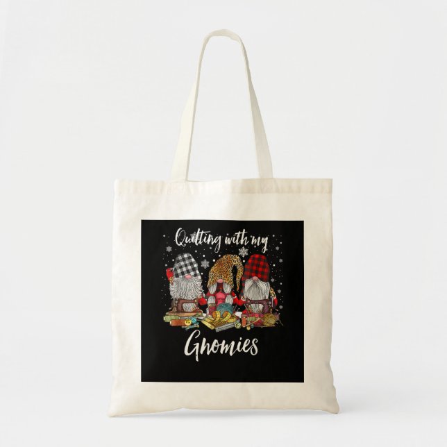 Tote Bag Quilter Avec Mes Gnomies Noël Gnomes Holiday (Devant)