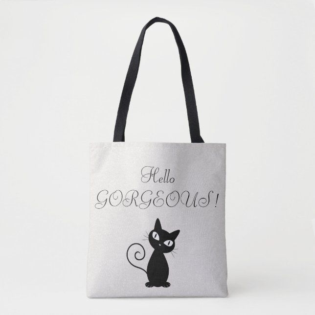 Tote Bag Quirky Whimsical Black Cat Glittery-Bonjour magnif (Devant)