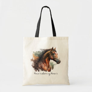 Tote Bag Quote de cheval Aquarelle photo personnalisée équi