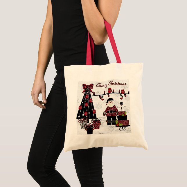 Tote Bag RAB Rockabilly Cherry Noël Père Noël Cadeaux (Devant (produit))