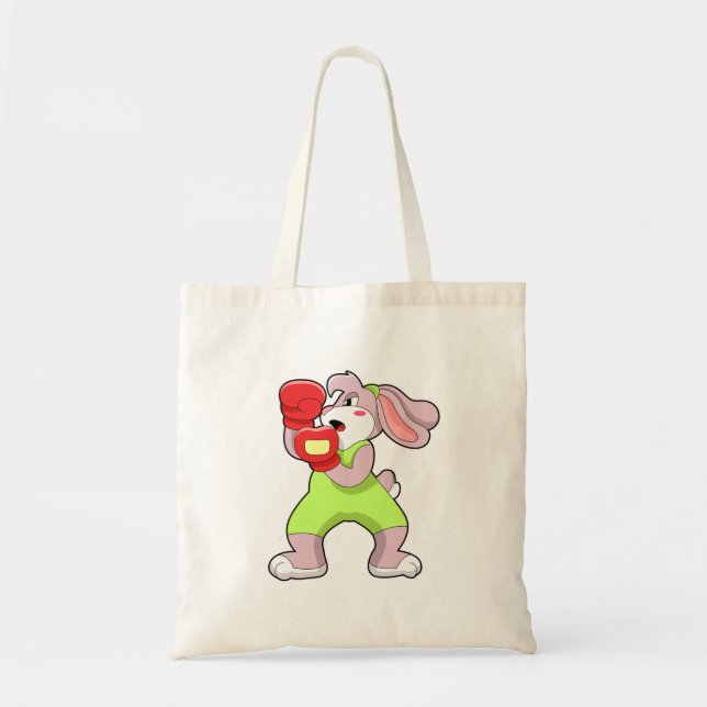 Tote Bag Rabbit à la boxe avec gants de boxe (Devant)