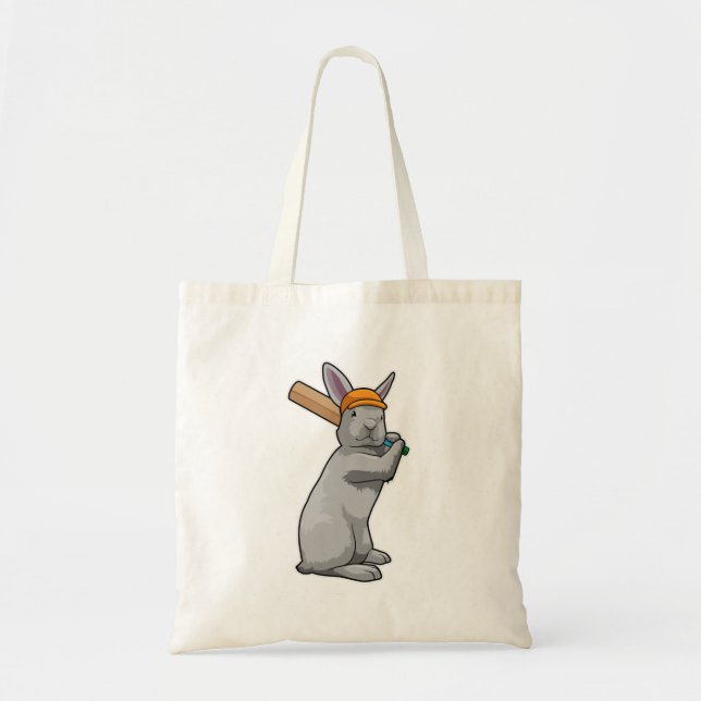 Tote Bag Rabbit au cricket avec chauve-souris de cricket (Devant)
