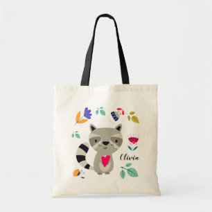 Tote Bag Raccoon drôle   Cadeau de nom personnalisé