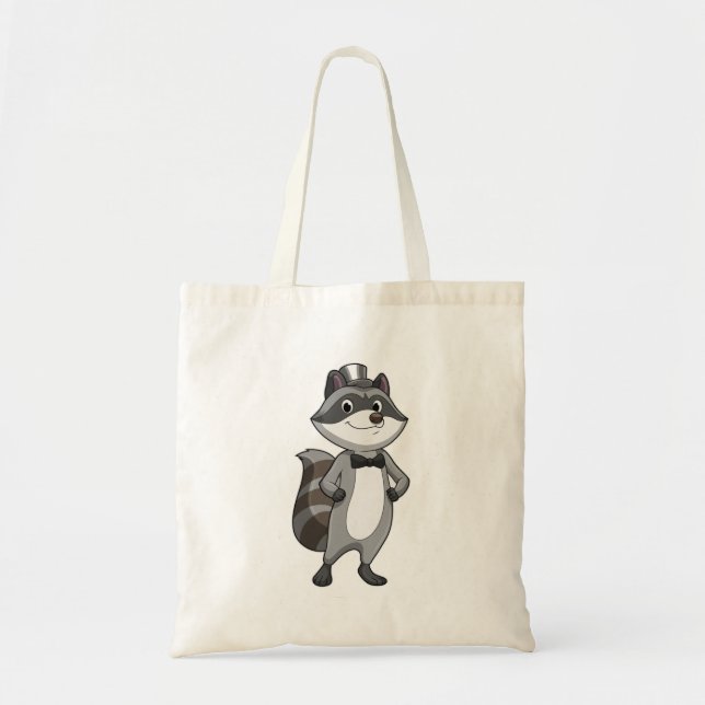 Tote Bag Racoon comme groom avec Cravate (Devant)