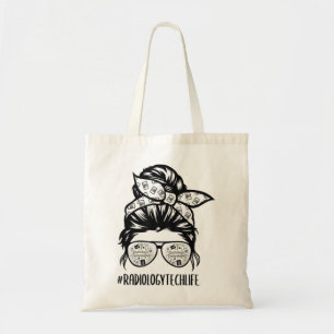 Tote Bag Radiologie Tech Life chaise cheveux lunettes Rad T