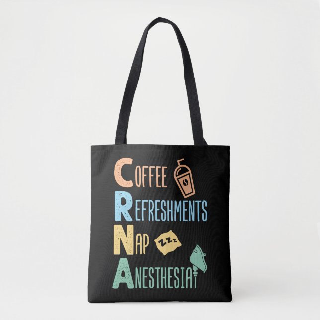 Tote Bag Rafraîchissements café Nap Anesthésie CRNA (Devant)