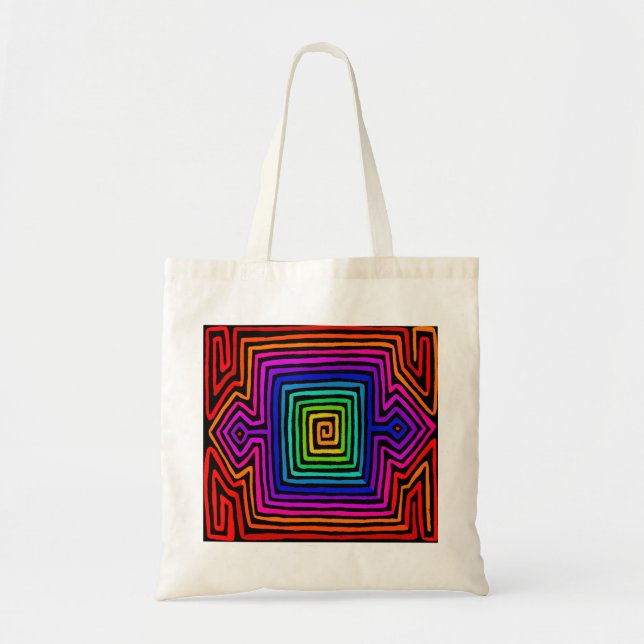 Tote Bag Rainbow Kuna Indian Mola (Devant)