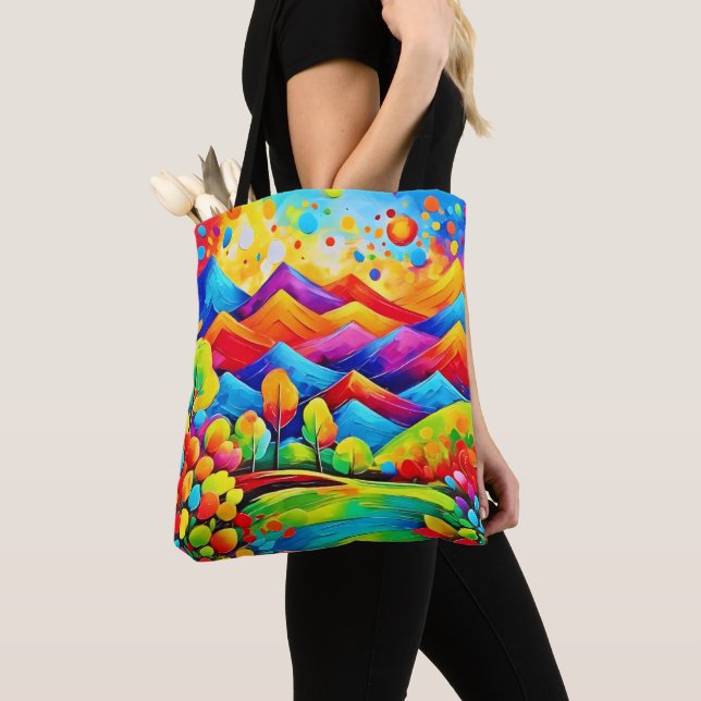 Tote Bag Rainbow Mountains Paysage Abstrait (De près)