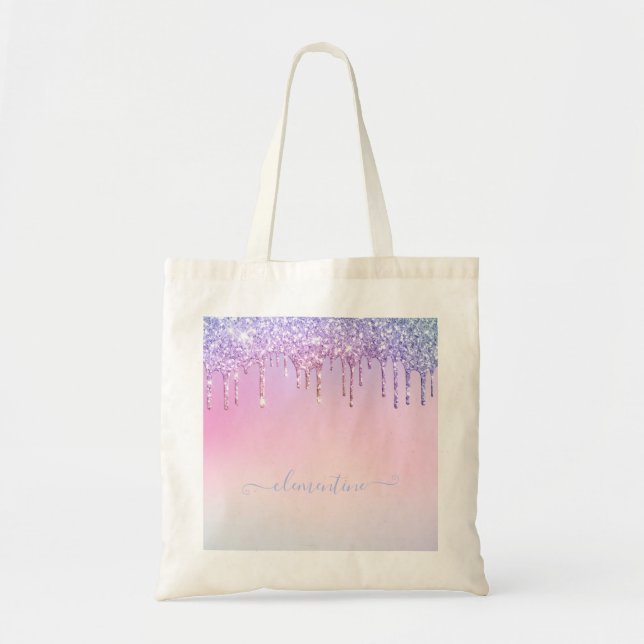 Tote Bag Rainbow parties scintillant scintillement script g (Devant)