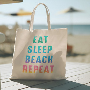 Tote Bag Rainbow Pride Manger Sleep Beach Répéter