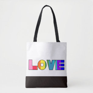 Tote Bag Rainbow Stripes Love