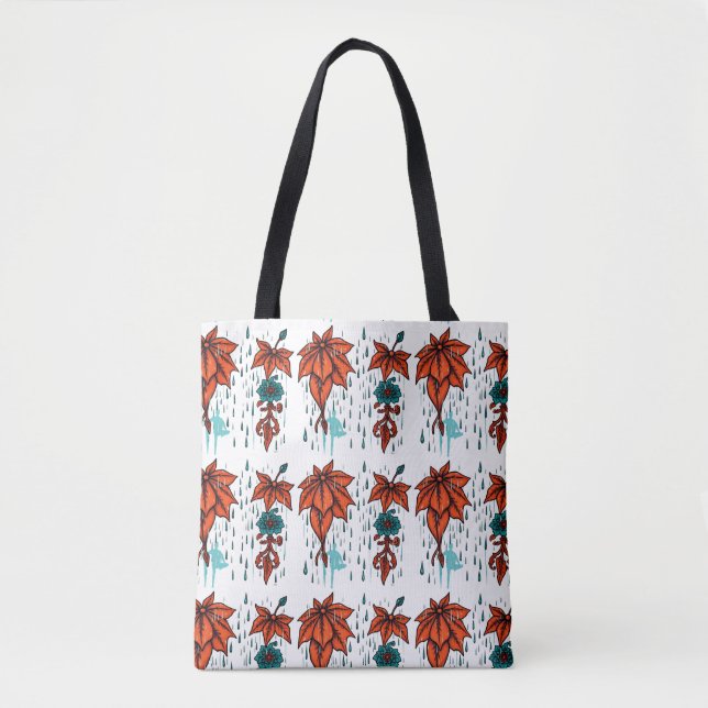 Tote Bag Rainy Reflections - Terracotta & Turquoise traditi (Devant)