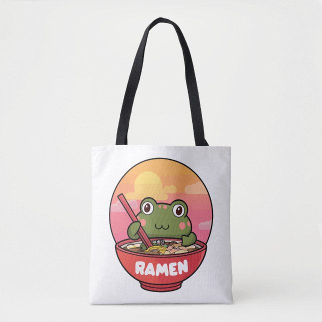 Tote Bag Ramen mangeant des grenouilles de Kawaii (Devant)