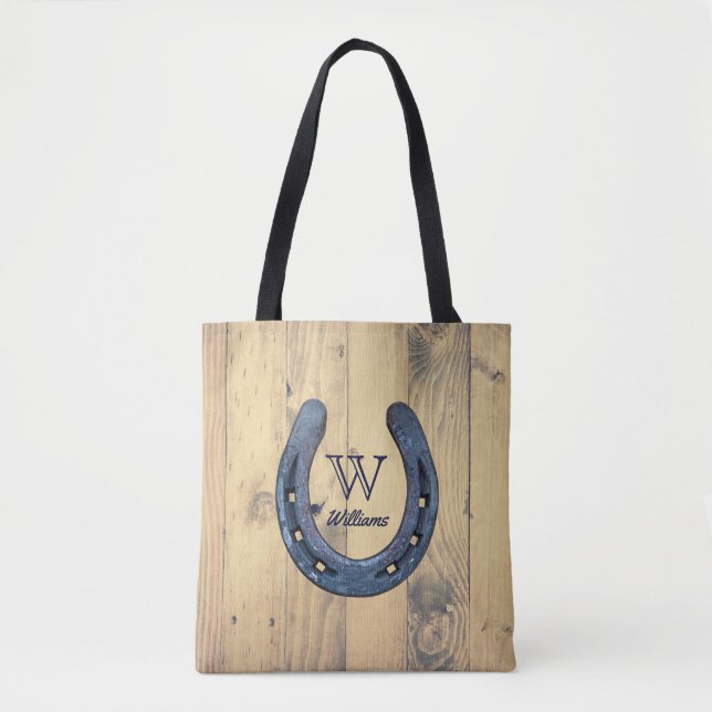 Tote Bag Ranch Rustique en fer à cheval & Grange en bois (Devant)