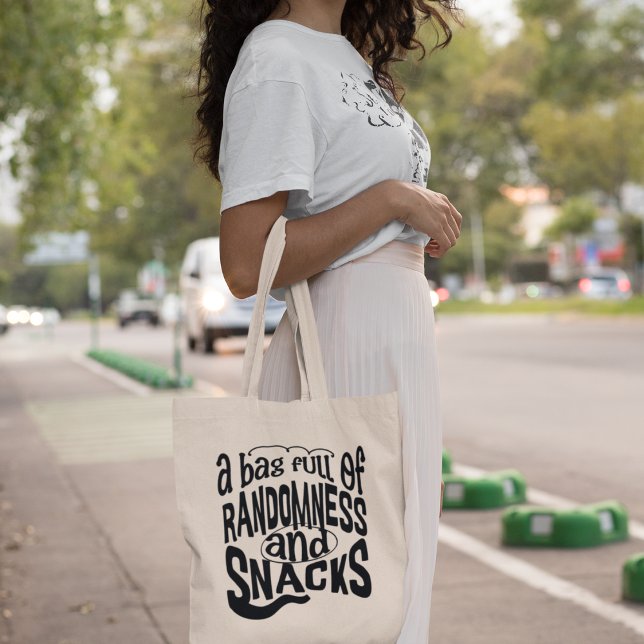 Tote Bag Randomness & Snacks Quirky Moderne Design (Add a touch of humour to your everyday adventures!)