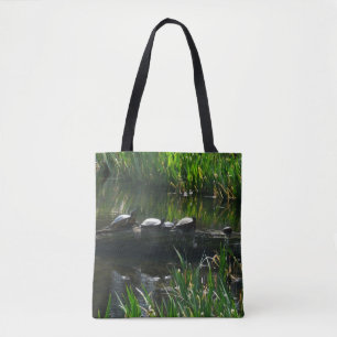 Tote Bag Rangée de tortues Green Nature Photo