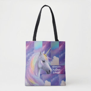 Tote Bag Rappel Vous Êtes Suffisant Licorne Arc-en-Ciel