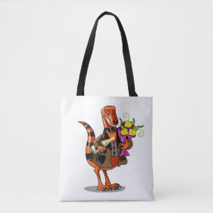 Tote Bag Raptor Tenant Une Bouteille De Vin Et Fleurs Étinc