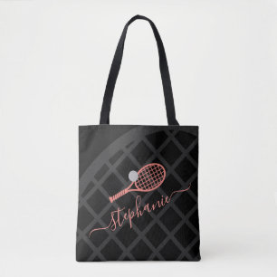 Tote Bag Raquette de tennis Monogramme Sport rose noir