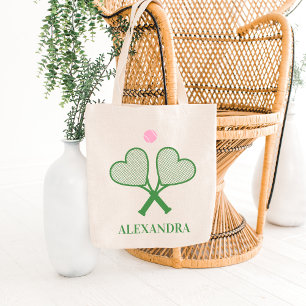 Tote Bag Raquette de Tennis Personnalisée Cœur Unique