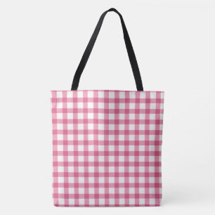 Tote Bag Raspberry rose En vichy Plaid Motif vérifié