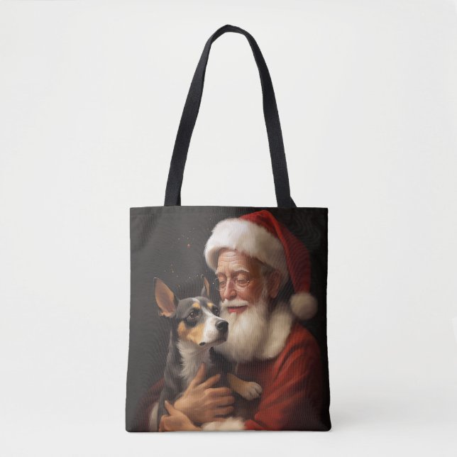 Tote Bag Rat Terrier Avec Noël Festif Du Père Noël (Devant)