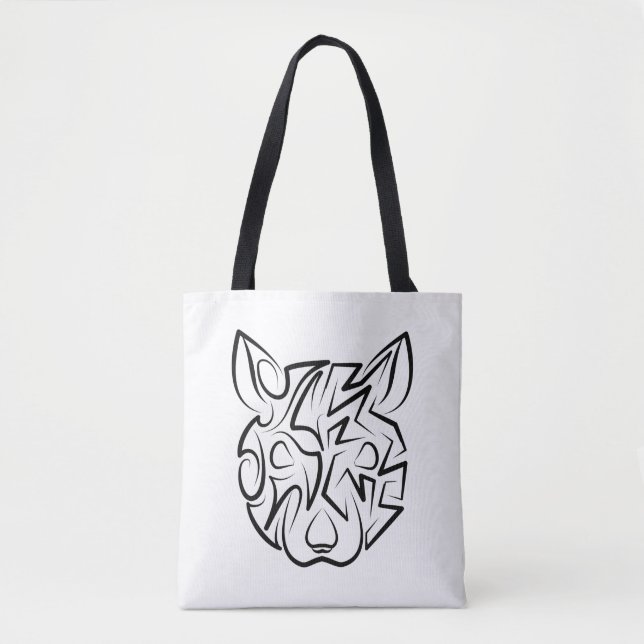 Tote Bag Rat tribal noir et blanc (Devant)