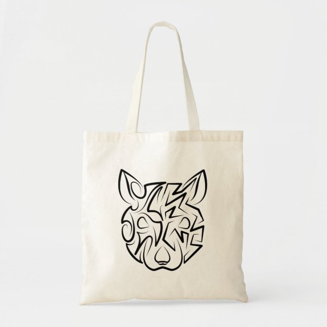 Tote Bag Rat tribal noir et blanc (Devant)