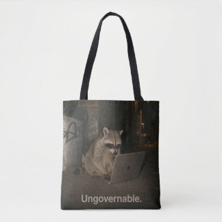 Tote Bag Raton laveur ingouvernable travaillant tard la nui
