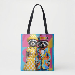 Tote Bag Ratons laveurs colorés des années 1960