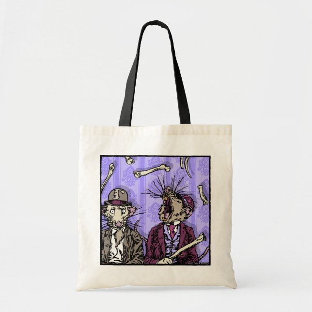 Tote Bag Rats et os - Pop Goth Nightmare Surreal Art (Devant)