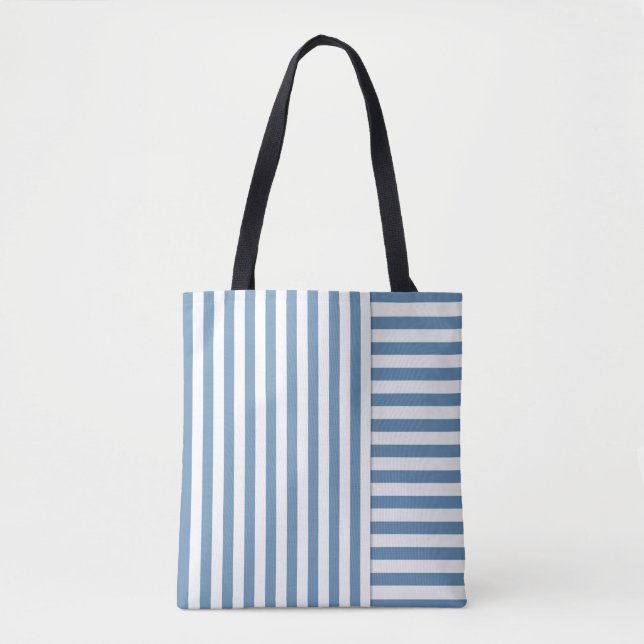 Tote Bag rayé bleu (Devant)