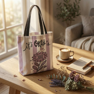 Tote Bag Rayé C'est Okay Pour | Sensibilisation à la santé 
