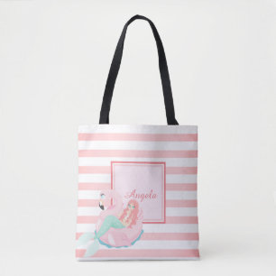 Tote Bag Rayé tendance, Sirène  -Personnalisé