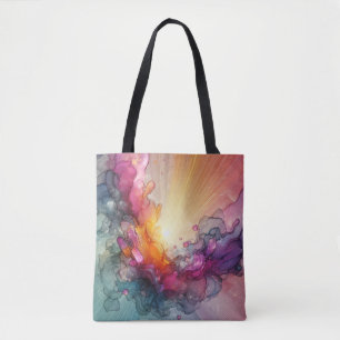 Tote Bag Rayons de soleil floraux abstraits en encre de pay