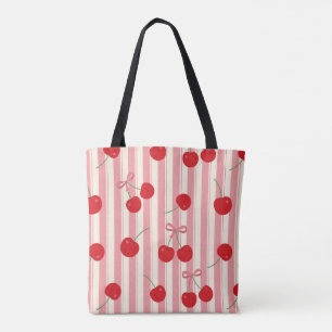 Tote Bag Rayure Ruban Cerise