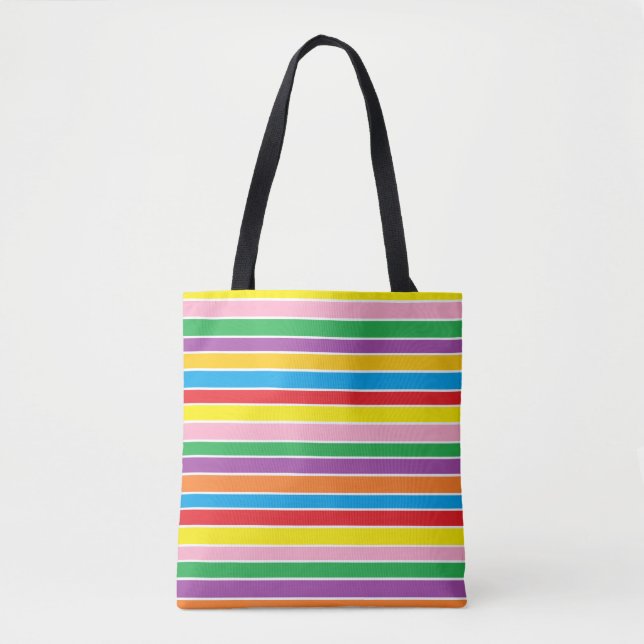 Tote Bag Rayures arc-en-ciel colorées (Devant)