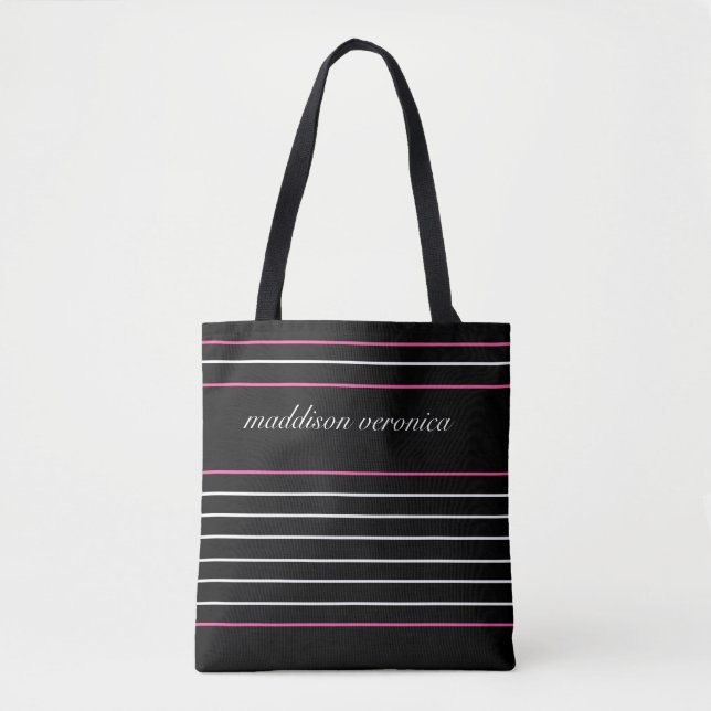 Tote Bag Rayures classiques Monogrammes (Devant)
